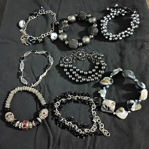 Elegant Black and Silver Women's Bracelet Set